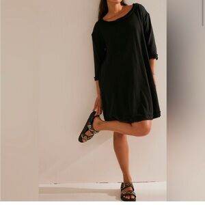 Free People Beach Roca Extreme Essential Mini Dress 3/4 sleeve black Small Nwts